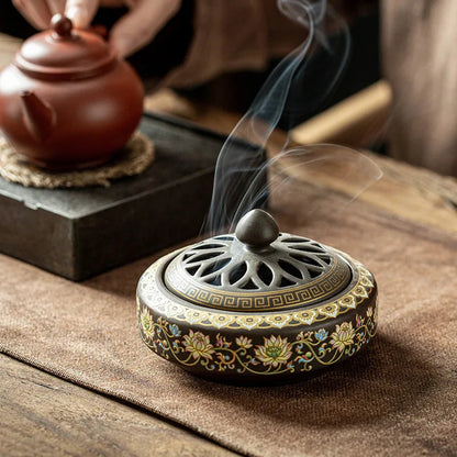 Ceramic Enamel Lotus Incense Burner