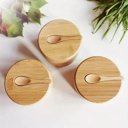 Bamboo Salt Box with Magnetic Lid and Spoon
