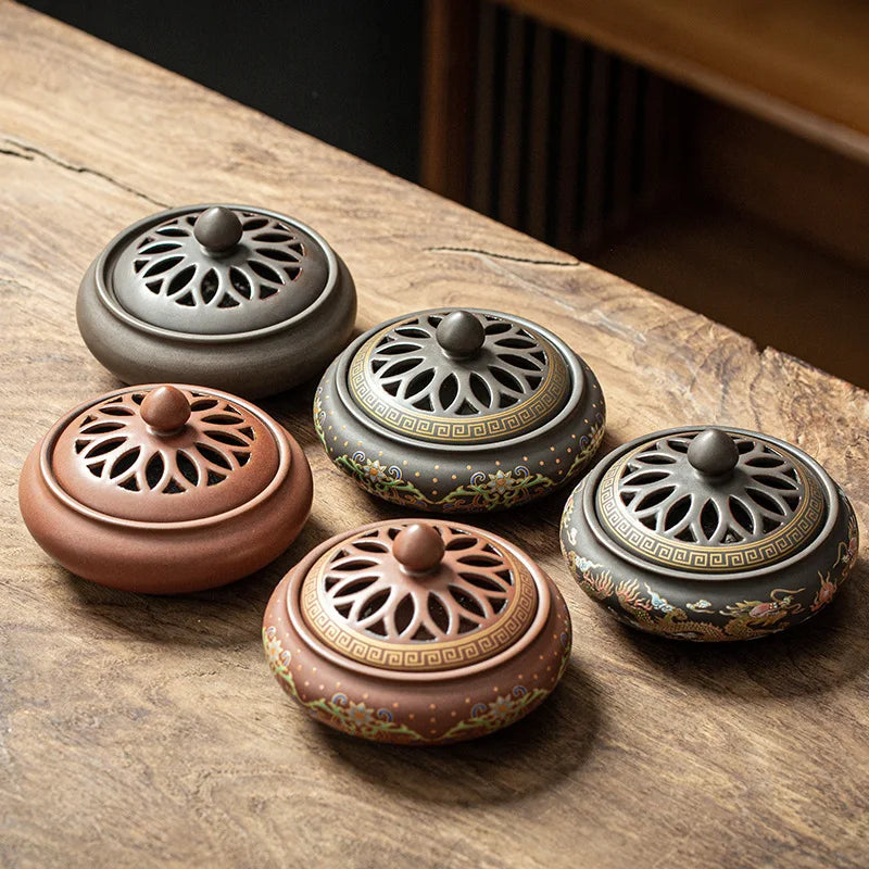 Ceramic Enamel Lotus Incense Burner