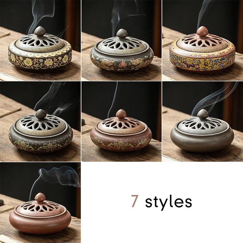 Ceramic Enamel Lotus Incense Burner