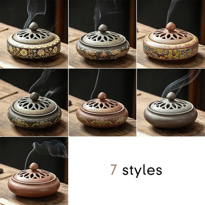 Ceramic Enamel Lotus Incense Burner